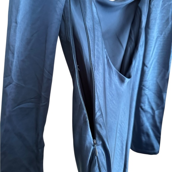 Lulus Adoring Charm Dark Blue Satin Long Sleeve Backless Mini Dress Size S NWT - Picture 14 of 17